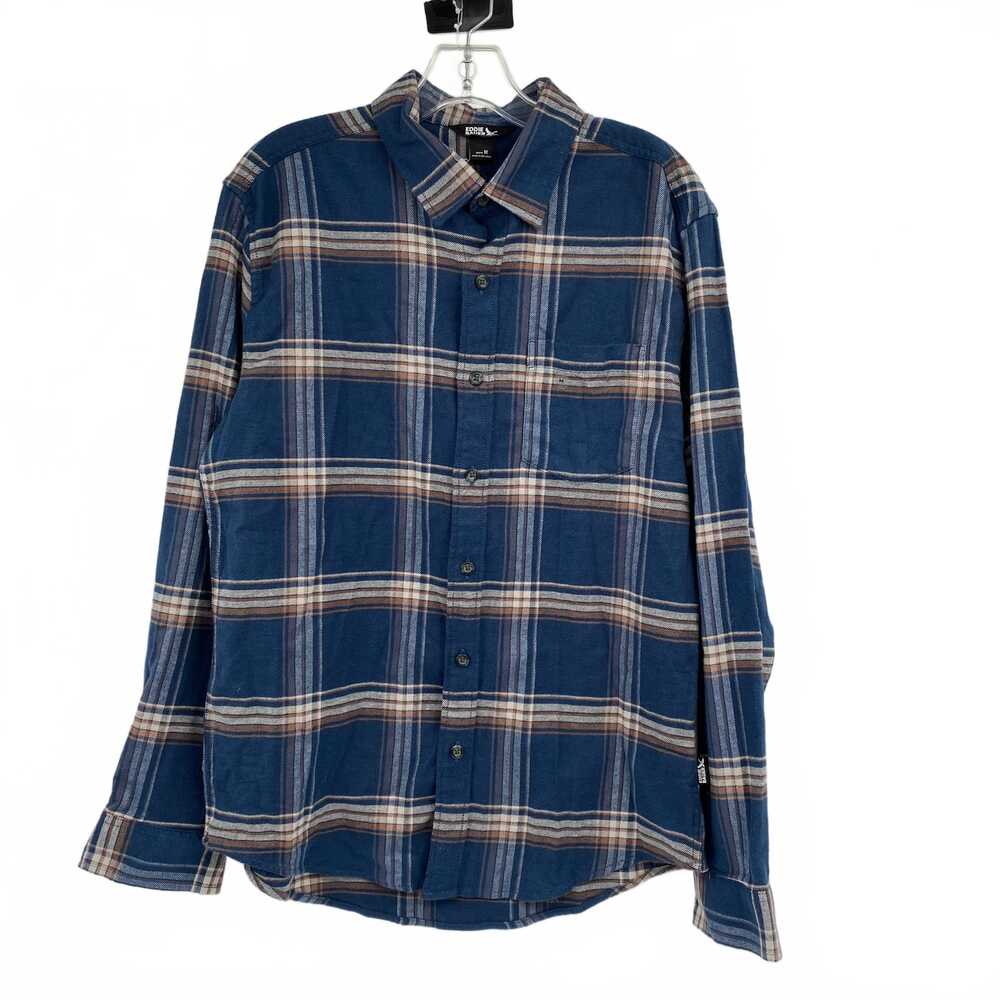 Eddie Bauer Blue Brown Plaid Button-Down Shirt Long Sleeve | Mens M